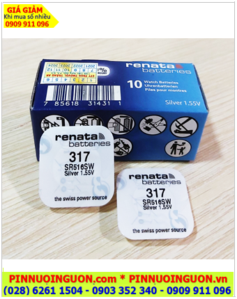 Renata 317 _Pin SR516SW, Pin đồng hồ đeo tay 1.55v Renata 317 _Pin SR516SW chính hãng (Xuất xứ Swiss Made)